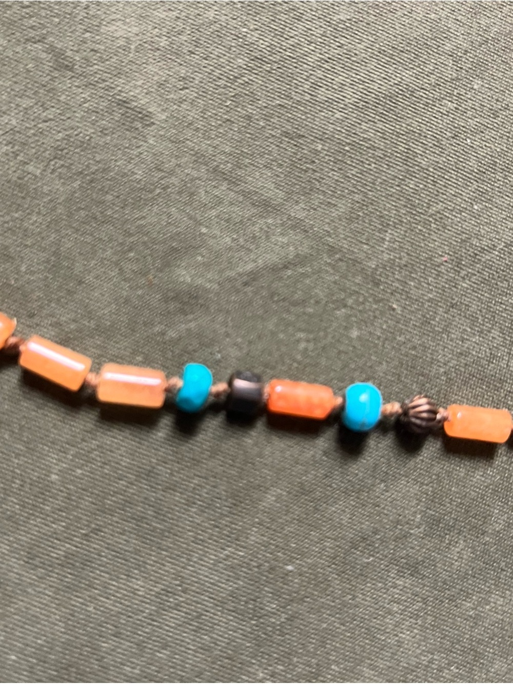 Turquoise and Coral gemstone Beaded Women's summer Necklace adjustable length - Picture 2 of 3
